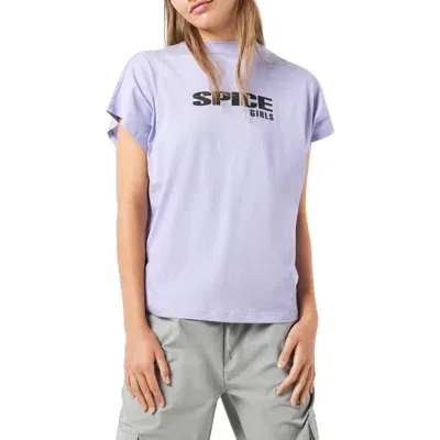 Noisy May Spice Girls Mock Neck Graphic T-shirt In Sweet Lavender Print