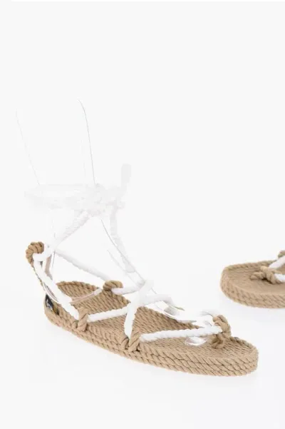 Nomadic State Of Mind Rope Romano Sandals With Ankle Lace-up Detail In Neutral