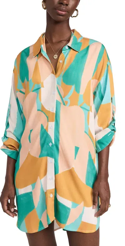 Nomads Sol Button Up Shirt Dress Expressivo Print