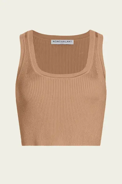 Nonchalant Label Eve Crop Top In Sand In Brown