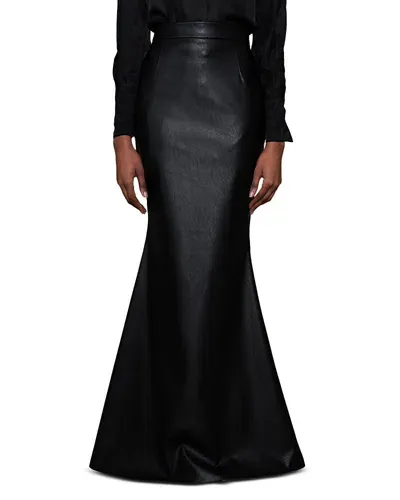 Nonchalant Label Faux Leather Floor Length Skirt In Black