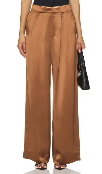 Nonchalant Label Petite Paris Wide Leg Pant In Brown