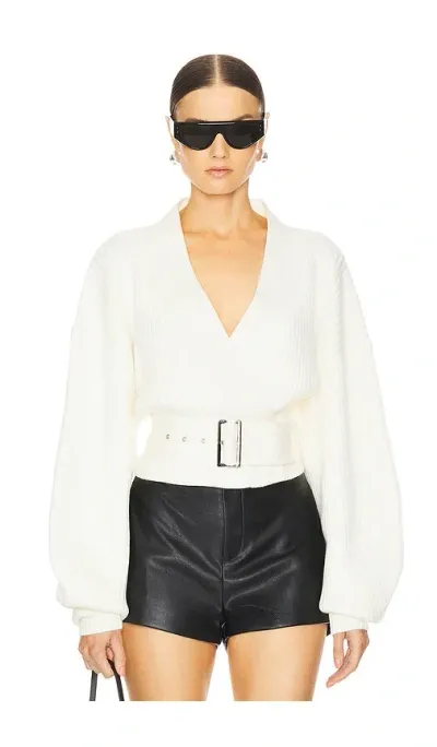 Nonchalant Label Shiloh Belted Sweater In Crema