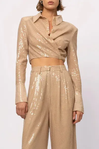 Nonchalant Label Tylan Crop Top In Sand In Gold