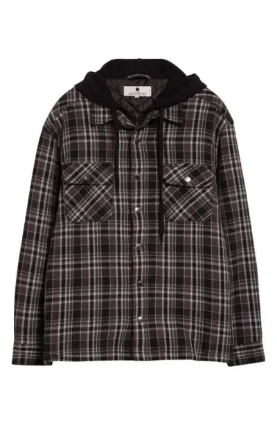 Noon Goons Function Hooded Plaid Flannel Jacket In Black