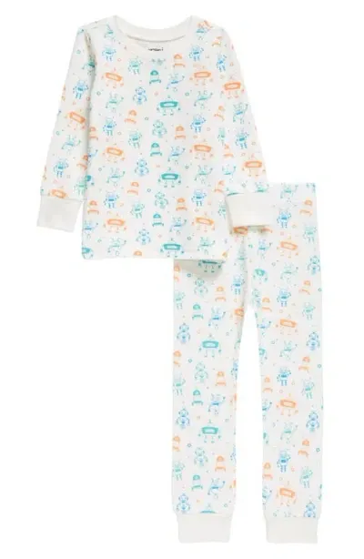 Norani Babies'  Robots Stretch Organic Cotton Pajamas In Blue/green