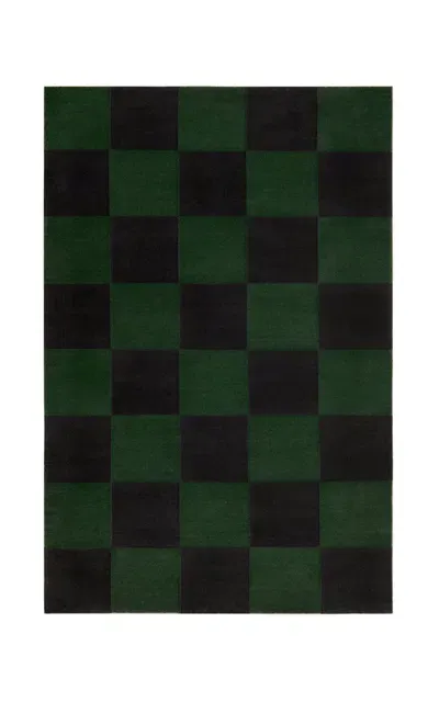 Nordic Knots Square By ; Flatweave Area Rug In Green; Size 6' X 9'