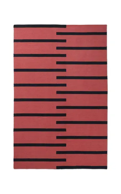 Nordic Knots Tiger By ; Flatweave Area Rug In Red/black; Size 8' X 10'