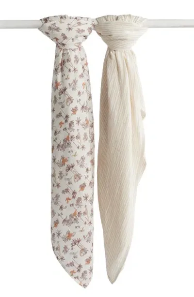 Nordstrom Kids'  2-pack Assorted Muslin Swaddles In Neutral