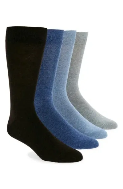 Nordstrom Assorted 4-pack Pima Cotton Blend Dress Socks In Blue Grey Multi