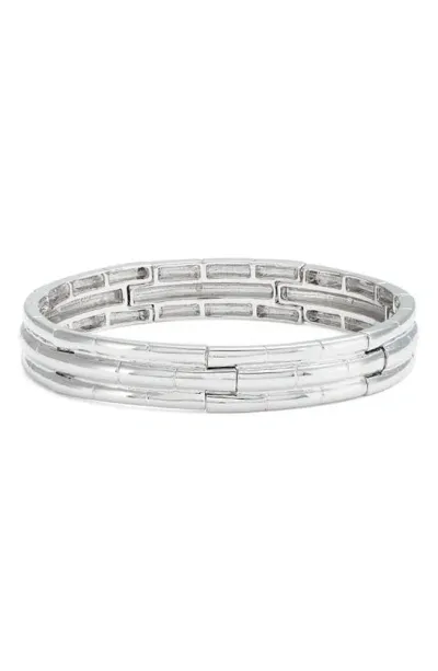 Nordstrom Bamboo Link Stretch Bracelet In Rhodium