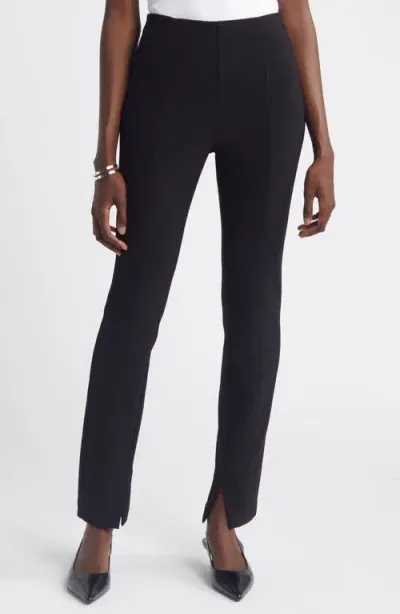 Nordstrom Bonded Crepe Pull-on Pants In Black