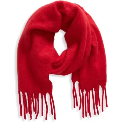 Nordstrom Brushed Fringed Scarf In Red