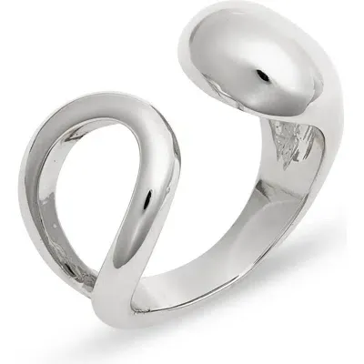 Nordstrom Button & Loop Open Ring In Rhodium