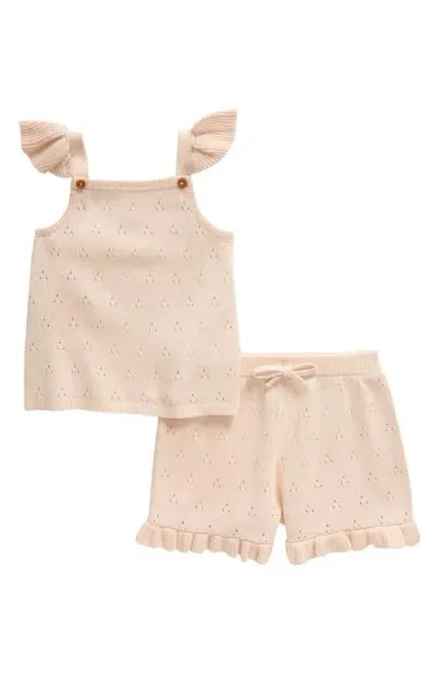 Nordstrom Babies'  Cap Sleeve Sweater & Shorts Set In Pink Scallop