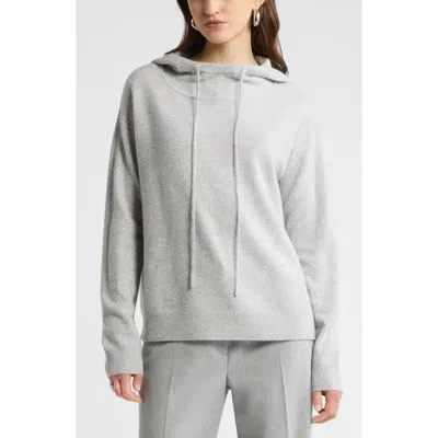 Nordstrom Cashmere Blend Sweater Hoodie Sweater In Grey Light Heather