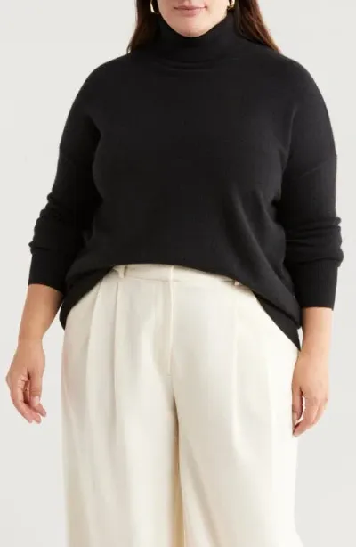 Nordstrom Cashmere Turtleneck Sweater In Black Rock