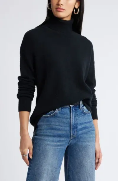 Nordstrom Cashmere Turtleneck Sweater In Black Rock