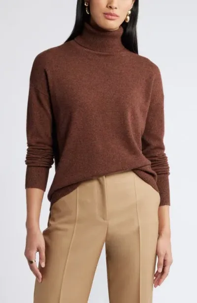 Nordstrom Cashmere Turtleneck Sweater In Brown Brick