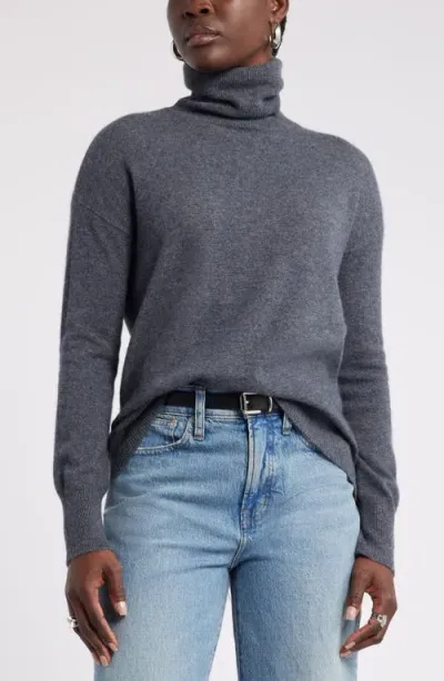 Nordstrom Cashmere Turtleneck Sweater In Grey Medium Charcoal Heather