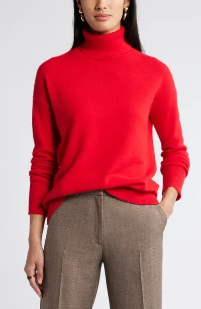 Nordstrom Cashmere Turtleneck Sweater In Red Toreador