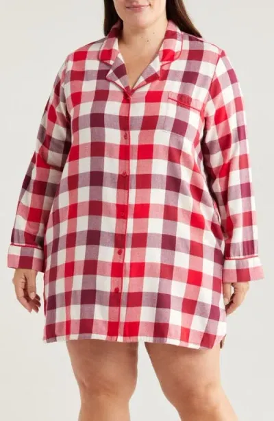 Nordstrom Check Flannel Nightshirt In Red Multicheck