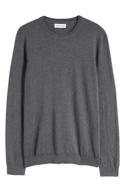 Nordstrom Cotton & Silk Crewneck Sweater In Grey Magnet Heather