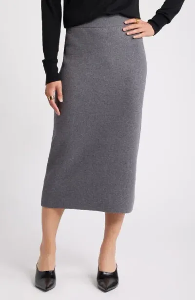 Nordstrom Cotton Blend Sweater Pencil Skirt In Grey Dark Heather