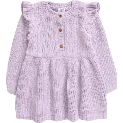 Nordstrom Babies'  Cozy Sparkle Long Sleeve Knit Dress In Purple Petal