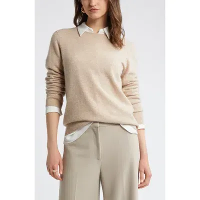 Nordstrom Crewneck Cashmere Sweater In Tan Doeskin Heather