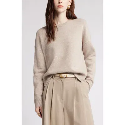 Nordstrom Crewneck Side Slit Wool & Cashmere Sweater In Beige Hummus Heather