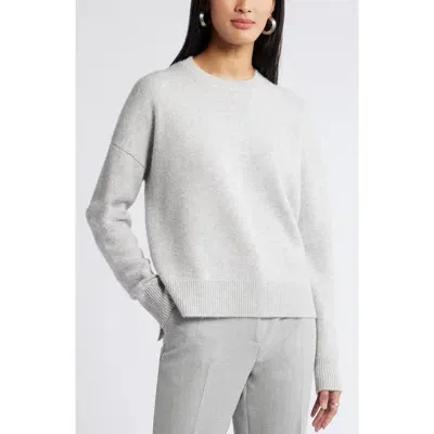 Nordstrom Crewneck Side Slit Wool & Cashmere Sweater In Gray