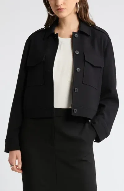 Nordstrom Crop Button Front Jacket In Black