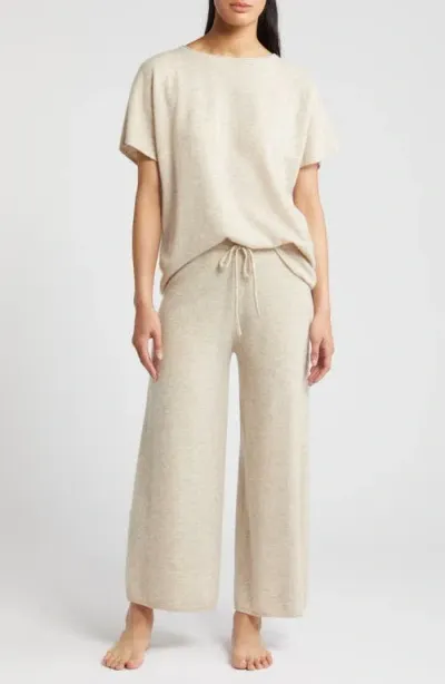 Nordstrom Crop Cashmere Pajamas In Beige Oatmeal Light Heather