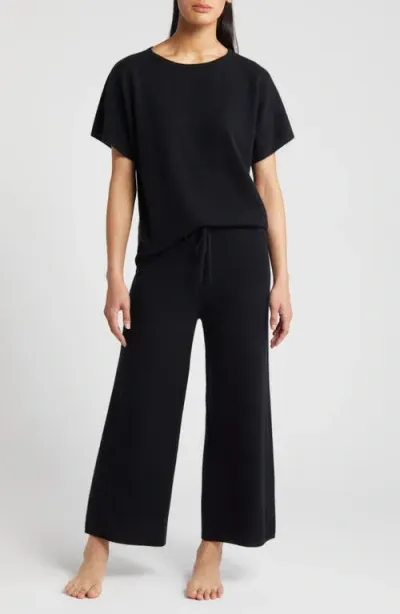 Nordstrom Crop Cashmere Pajamas In Black Rock