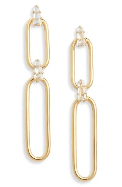 Nordstrom Cubic Zirconia Accent Paper Clip Drop Earrings In Gold