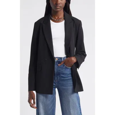 Nordstrom Double Breasted Peak Lapel Blazer In Black