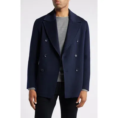 Nordstrom Double Breasted Wool Blend Peacoat In Navy Night