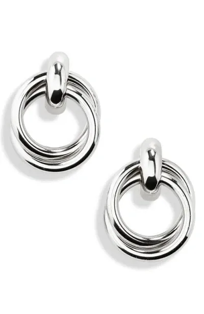 Nordstrom Double Ring Drop Earrings In Rhodium