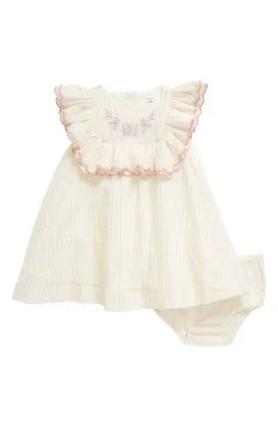 Nordstrom Babies'  Embroidered Apron Dress & Bloomers Set In Ivory Egret