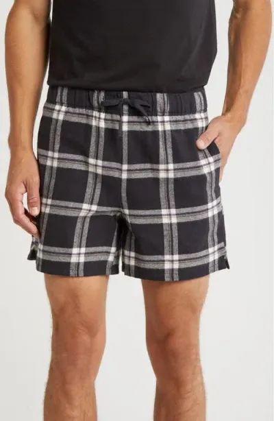 Nordstrom Flannel Sleep Shorts In Black Scotty Plaid