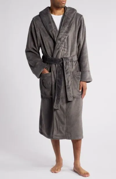 Nordstrom Fleece Hooded Robe In Grey Tornado