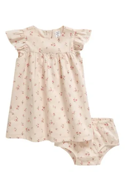 Nordstrom Babies'  Flutter Sleeve Dress & Bloomers In Pink Morganite Coastal Floral