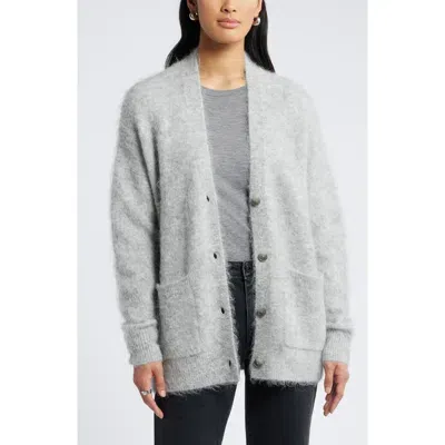 Nordstrom Fuzzy Textured Alpaca Blend Cardigan In Grey Heather