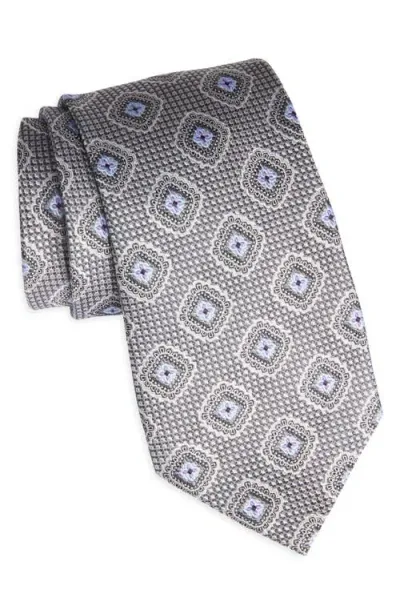 Nordstrom Geometric Silk Tie In Silver