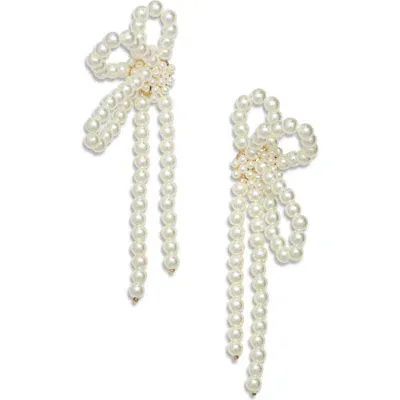 Nordstrom Imiation Pearl Draped Bow Drop Earrings In Pearl/gold