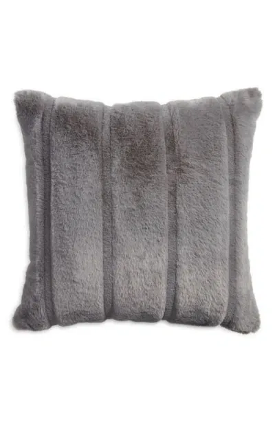 Nordstrom Jacquard Stripe Faux Fur Accent Pillow In Grey Griffin