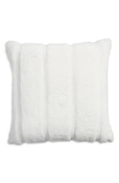 Nordstrom Jacquard Stripe Faux Fur Accent Pillow In Ivory