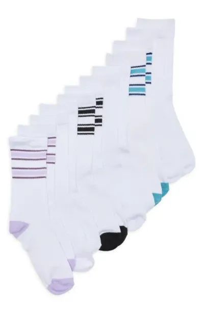 Nordstrom Kids' Assorted 6-pack Crew Socks In Purple Montana Multi Stripe Pk