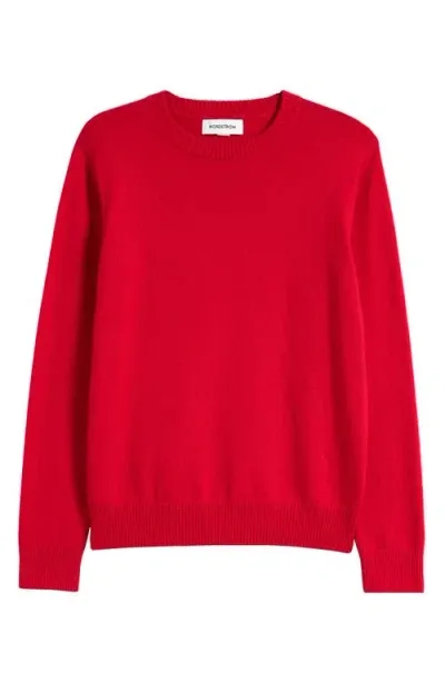 Nordstrom Kids' Cotton & Cashmere Crewneck Sweater In Red Lipstick